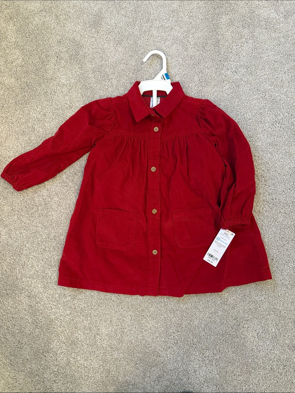 Carter's Red Corduroy Button-Front Girls Dress
